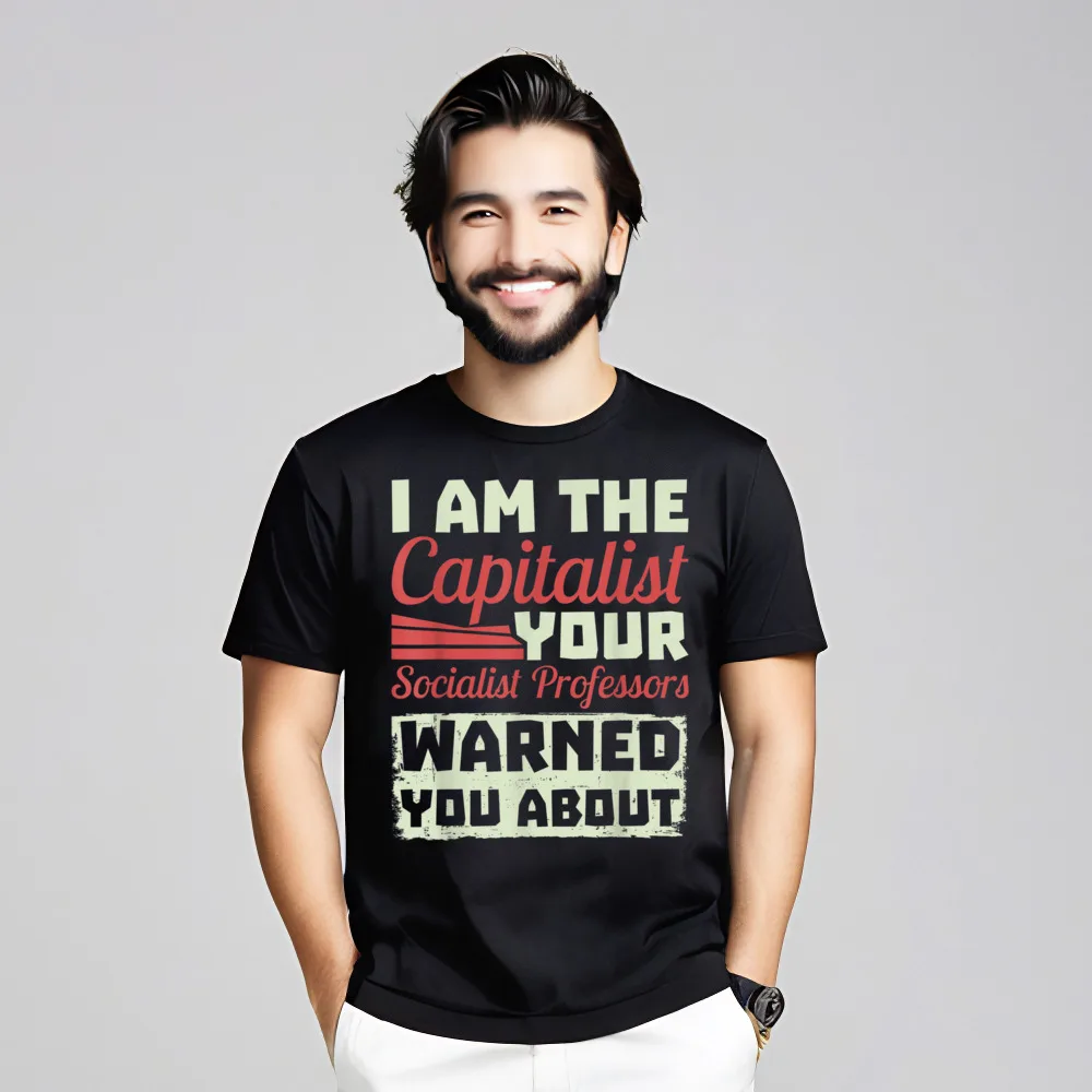 Camiseta Retro de algodón puro para hombre, camisa de manga corta con cuello redondo, antisocialismo, para estudiante universitario