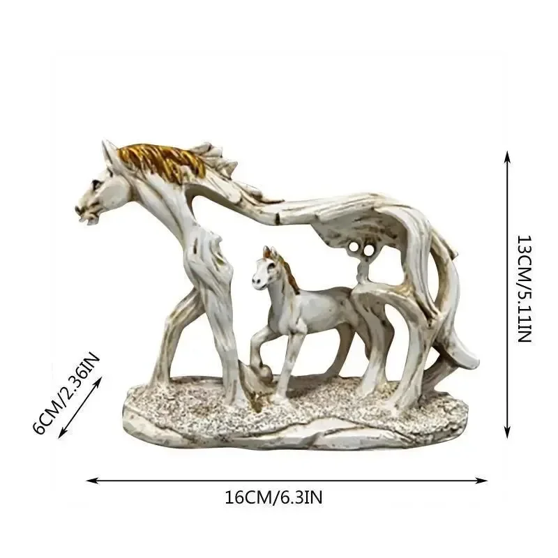 1pc Feng Shui Mother Horse Statue, Galloping Horse Statue Mother Resin Sculptures, Vintage Horse Figurine Home Decor,room