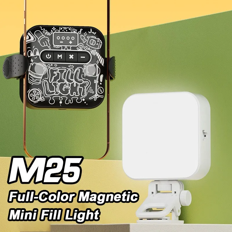 

M25 RGB Magnetic Portable Selfie Fill Light 2500K-9000K Video Lights 2000mAh Rechargeable Photography Lighting for Live Stream