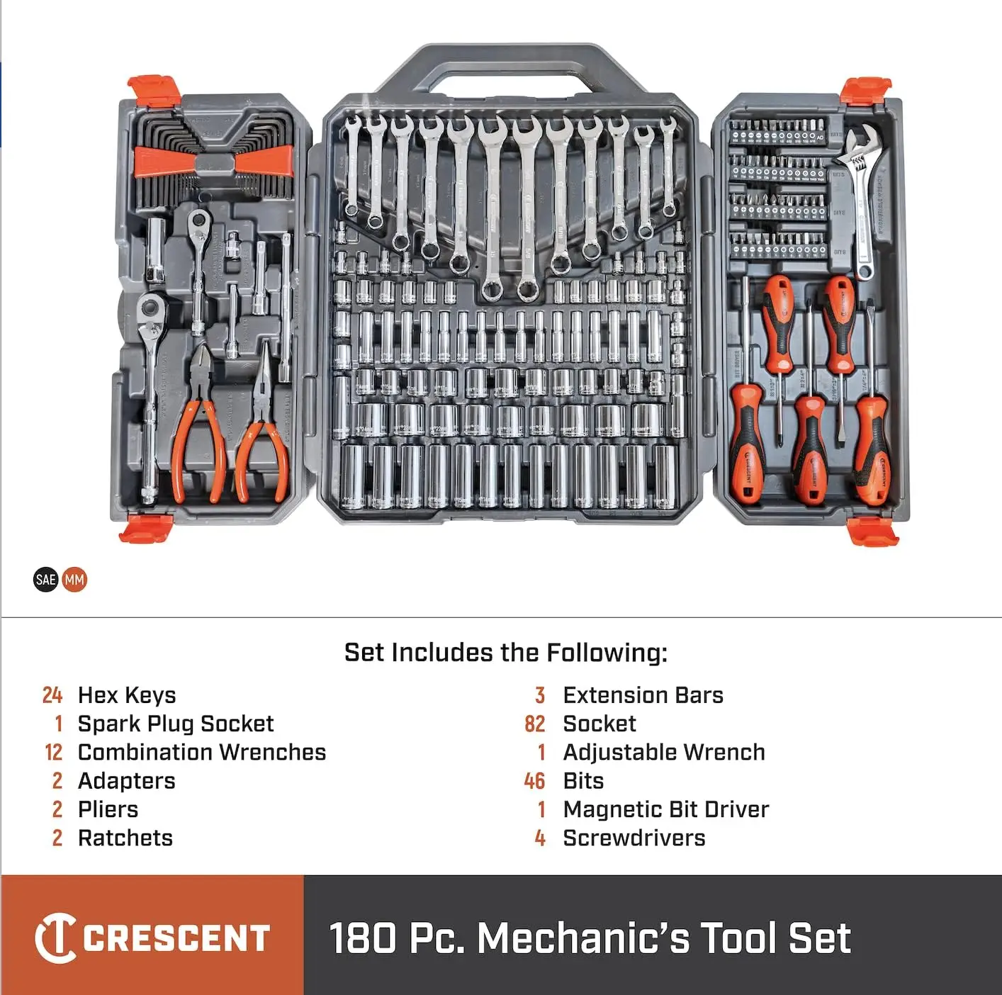 Imagem -03 - Crescente Profissional Tool Grupo Estojo de Armazenamento Ctk180 180 Pcs