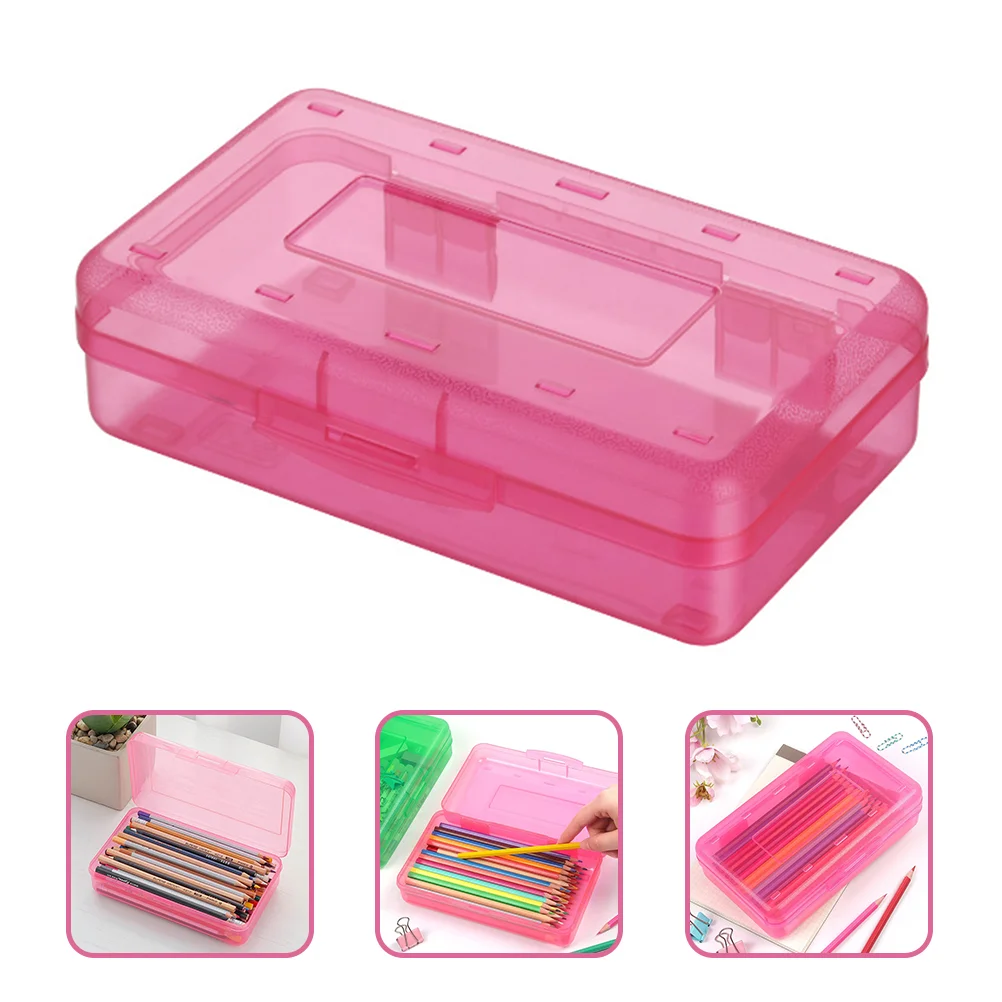 עט עיפרון תיבת עיפרון אחסון המארגן עפרונות מיכל ילדים פלסטיק סטודנטים ברור נרתיק