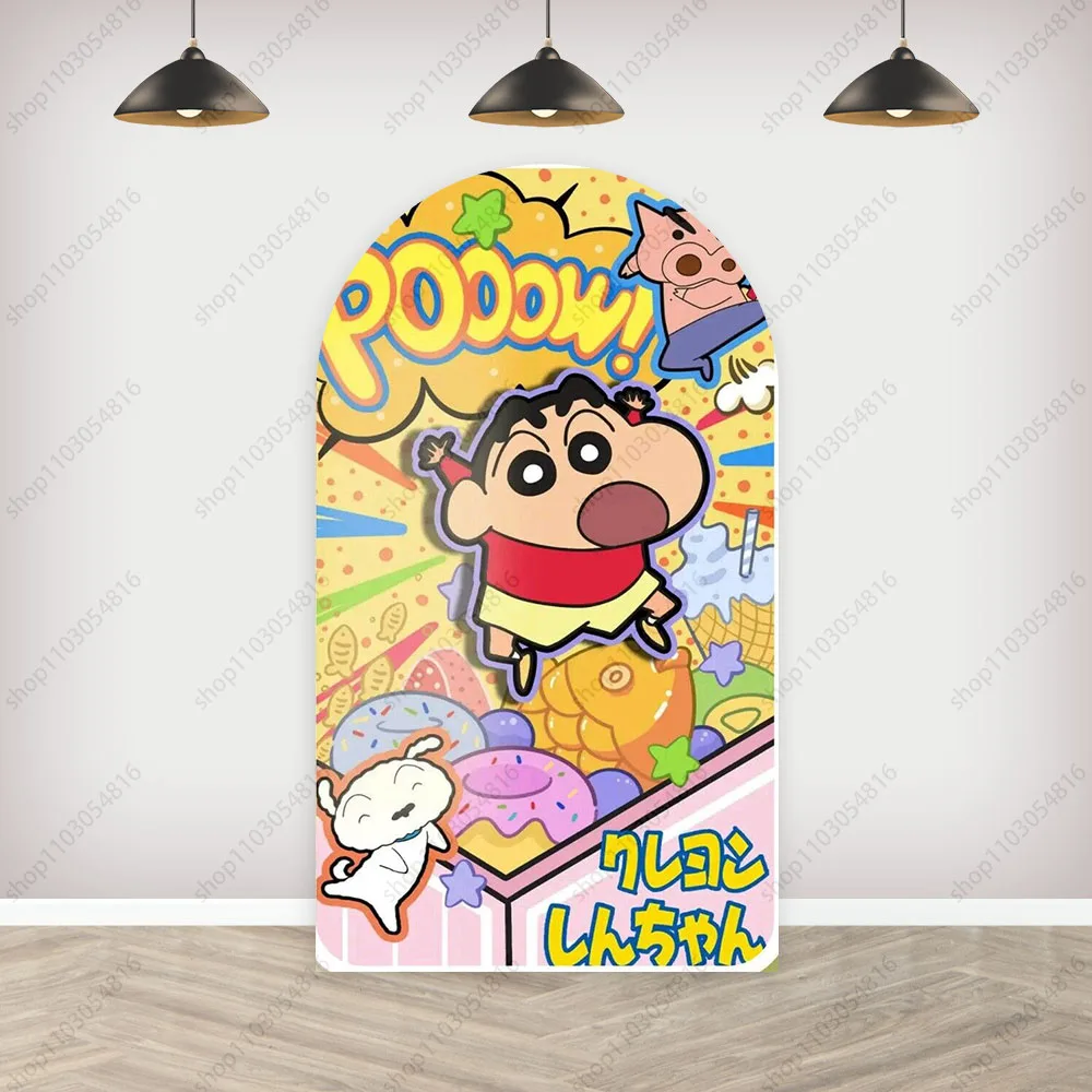 Crayon Shin-Chan Arch Photo Backdrop Arched Wall For Kids Colorful Birthday Party Baby Shower Doublesided Photography Background