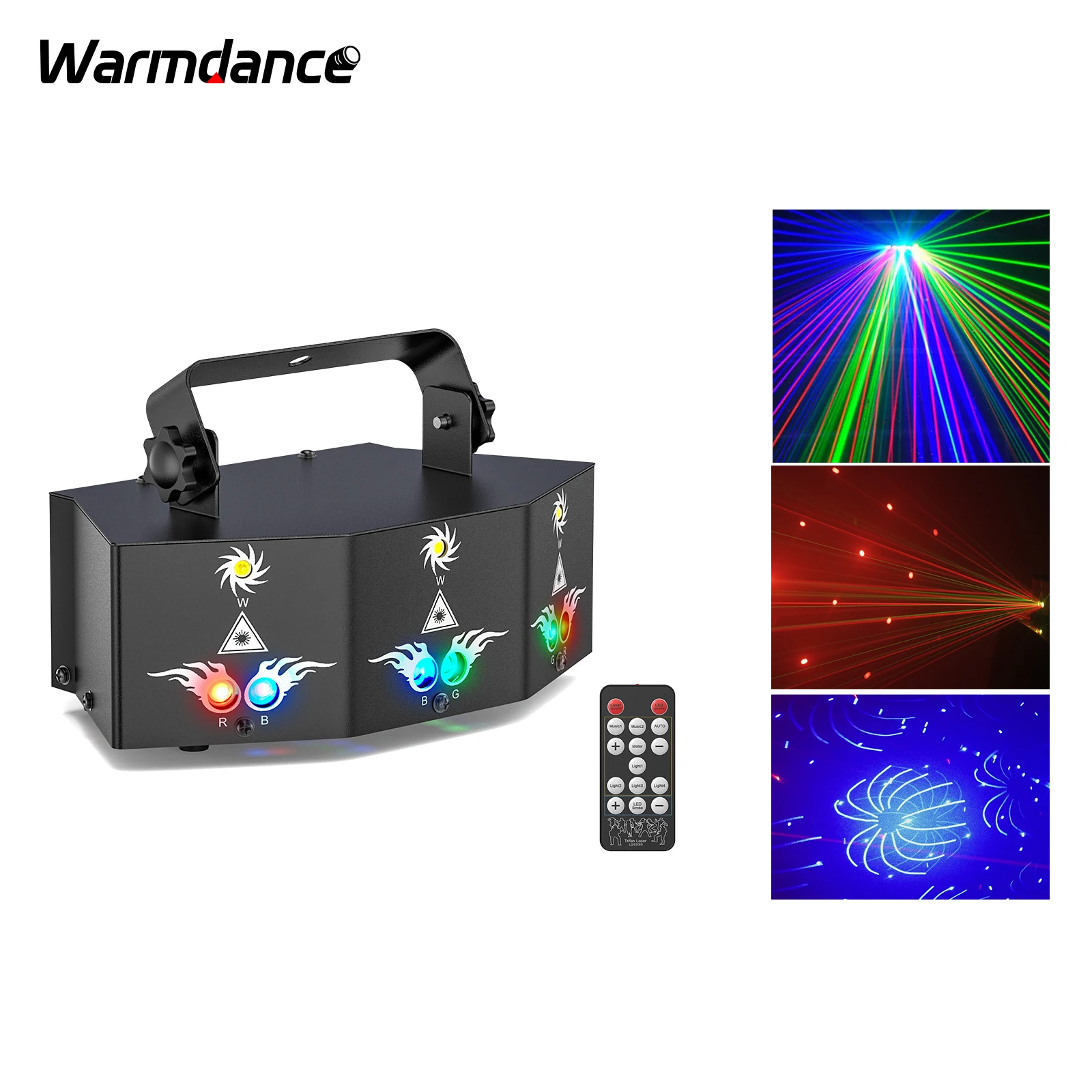 RGB Laser Effect Lights Sound Active Strobe Lights DMX512 Stage Lighting Effect Pattern Light DJ Disco Party Lights