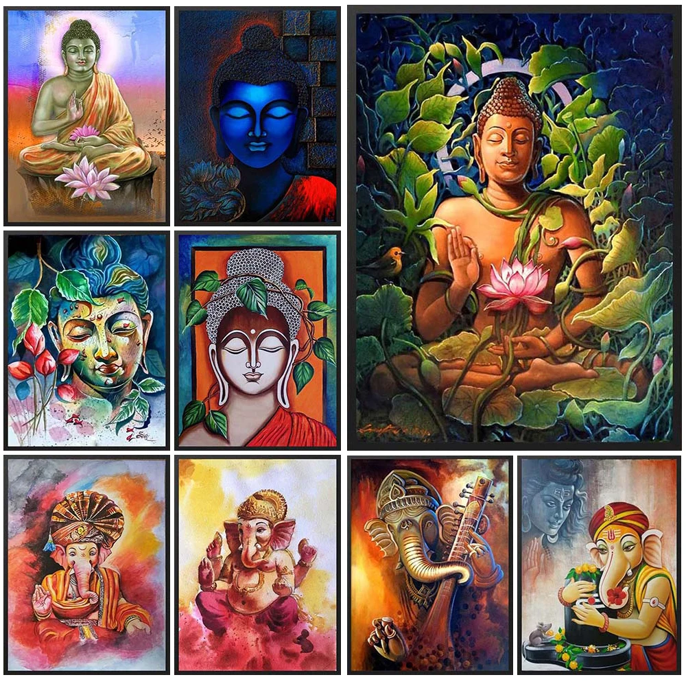 Lord Ganesha Indian Lakshmi Religion Buddha Shiva Wall Pictures For Room Nordic Poster Wall Art Canvas Painting Decor Unframed