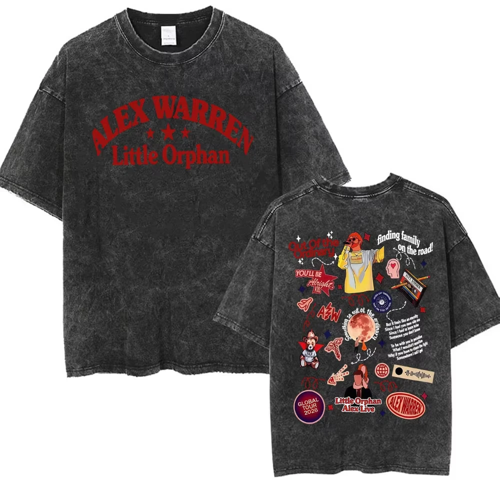 Alex Warren Finding Family on The Road 2026 Vintage Washed T Shirt Women Men 100% Cotton High Quality Short Sleeve Graphics Tees