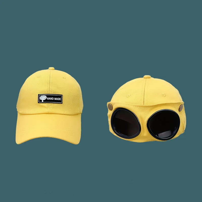 Unisex Sommer-Baseballkappen mit Brille, Pilotenmütze, Persönliche Hip-Hop Schirmmütze für Damen und Herren, Outdoor-Sport Sonnenschutz-Caps