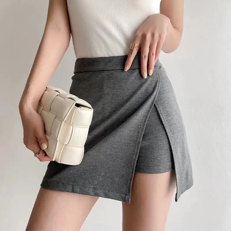 

ay High Waist Slimming Split f-length Skirt Women's Anti-exposure Skirt Street Sle Busin Casual Polyester Cotton
