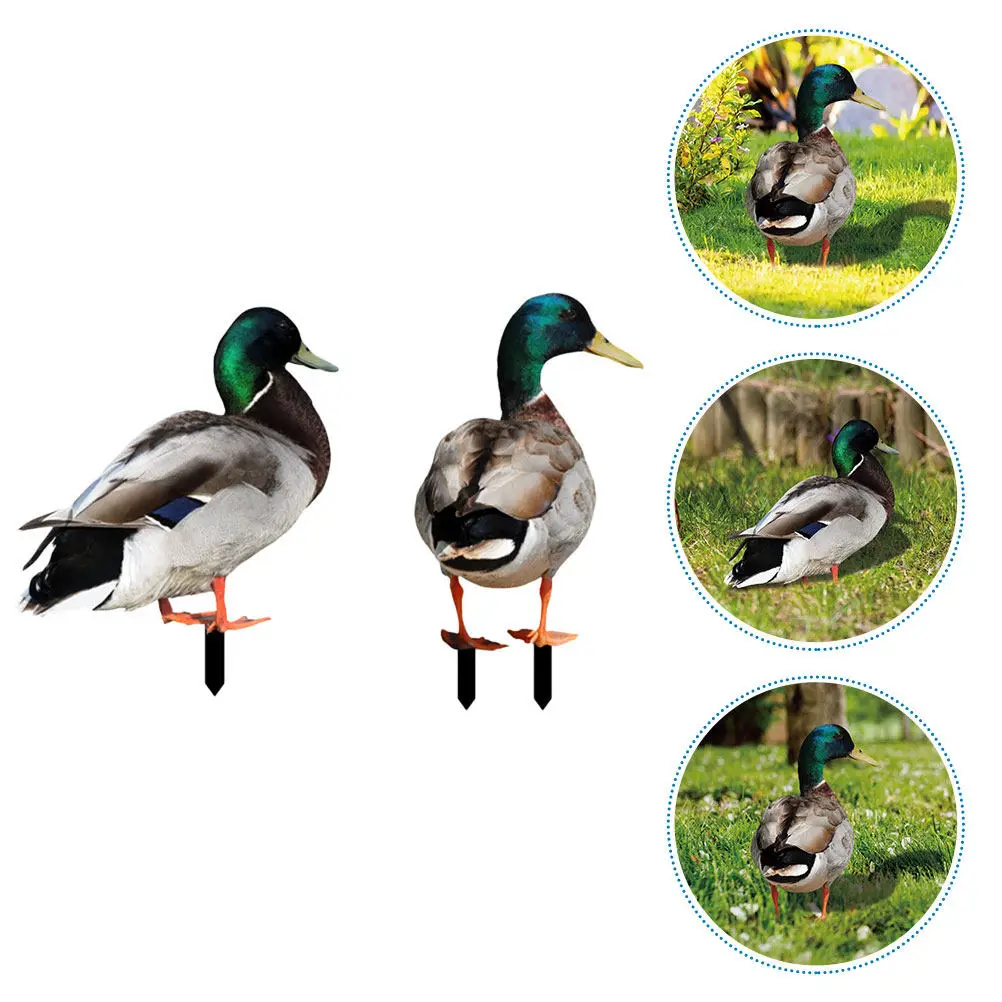 2Pcs Lifelike Acrylic Duck Garden Stake Decoration Realistic Lawn Ornament for Yard Flower Pot Park Outdoor Adornment Garden