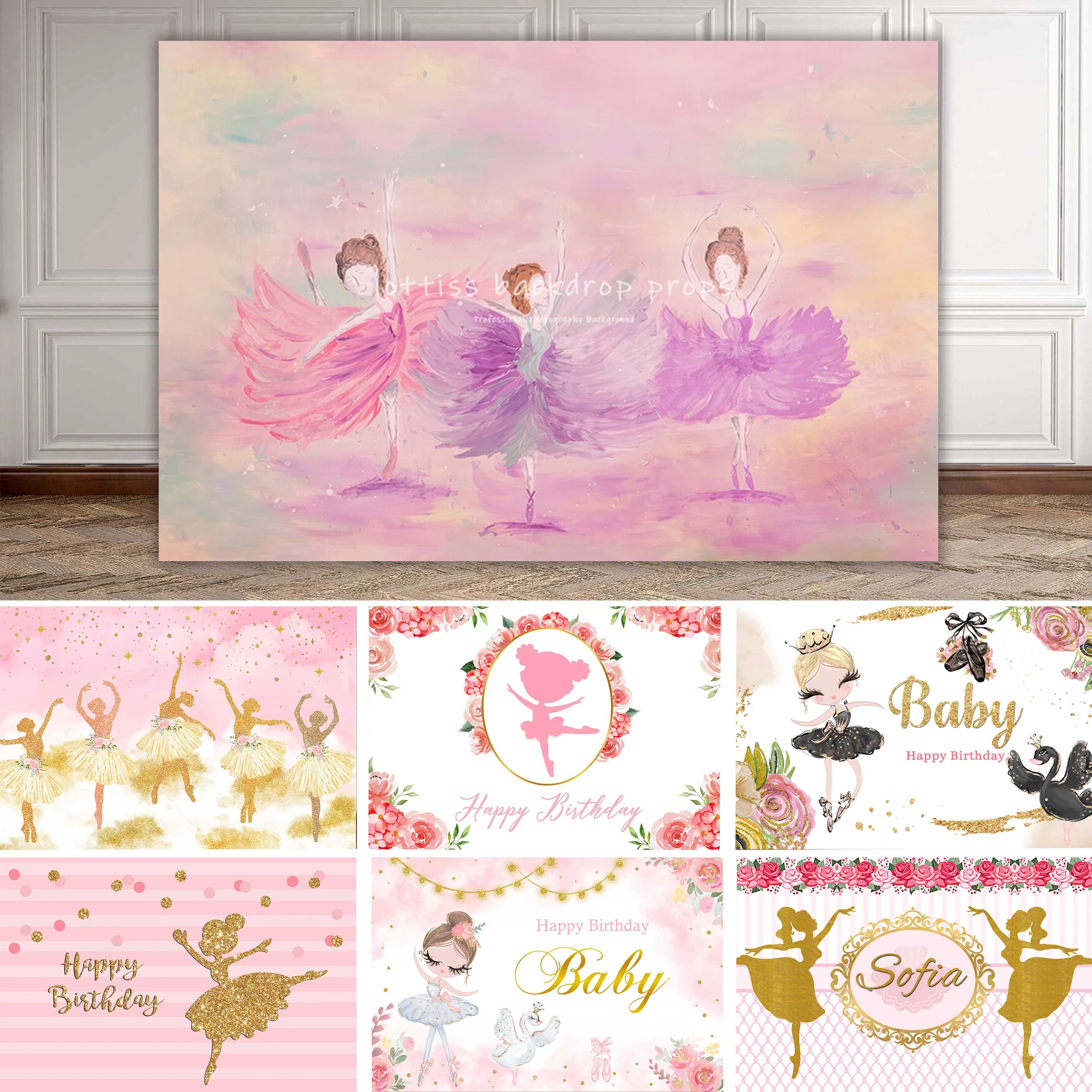 

Ballet Backdrop for Girls Ballerina Baby Shower Photography Background Swan Girls Tutu Birthday Party Decorations Banner