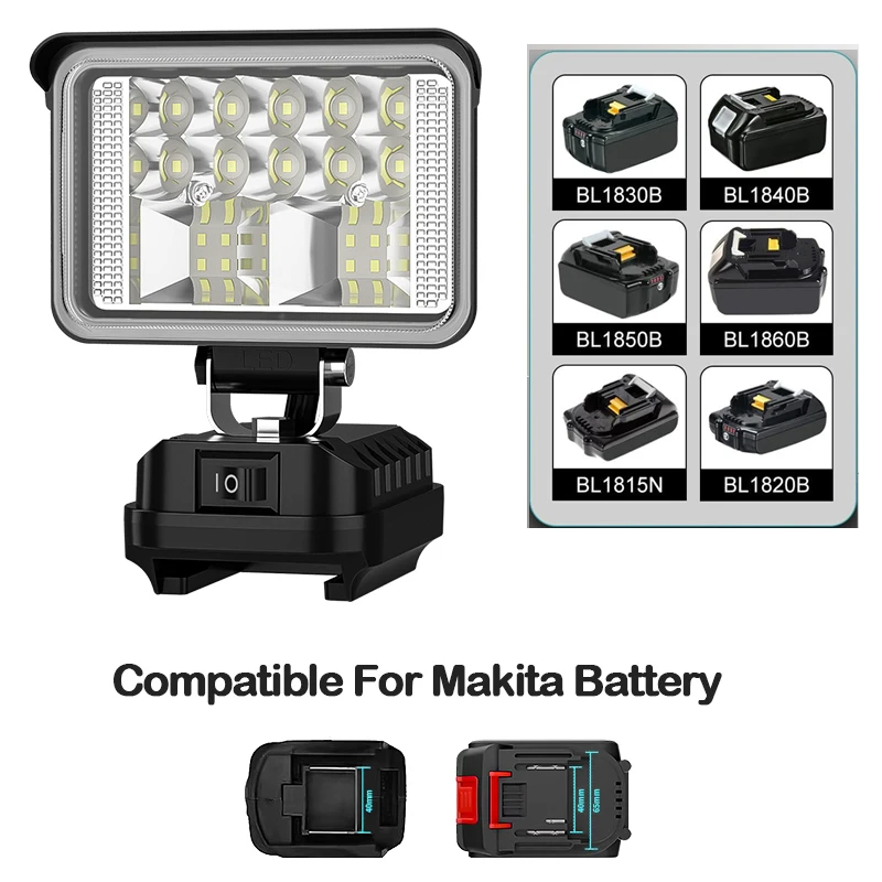 

36W 18 LED Work Light For Makita MAX 20V Lithium Battery Portable Flashlight Wireless Light With USB Port 3 In Outdoor lantern