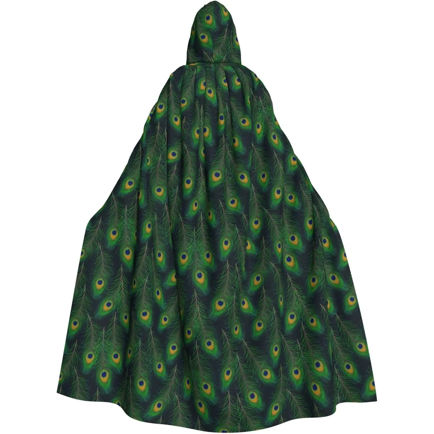 Peafowl Hooded Cloak Peafowl Feathers Cosplay Costume Halloween Hooded Cape for Cosplay Vostumes Christmas Party