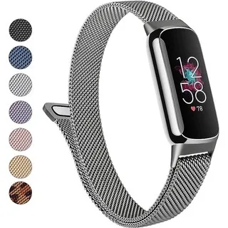 Metal Band for Fitbit Luxe Stainless Steel Mesh Loop Adjustable Magnetic Wristband Replacement Strap Compatible