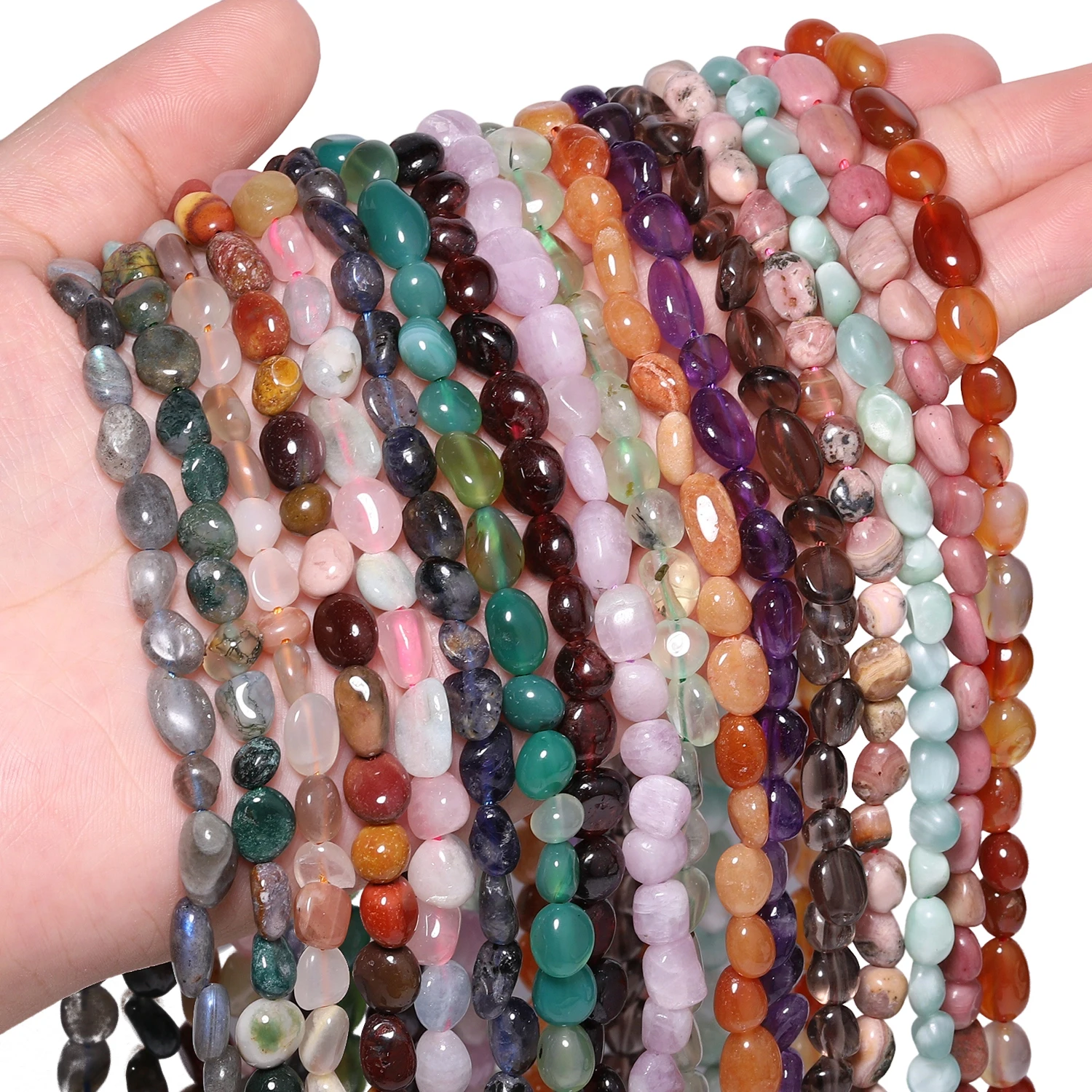 6-8 мм натуральный нерегулярный аметист индийский агат морганит кунцит лунный камень бусины для изготовления ювелирных изделий DIY поясная цепочка кулон