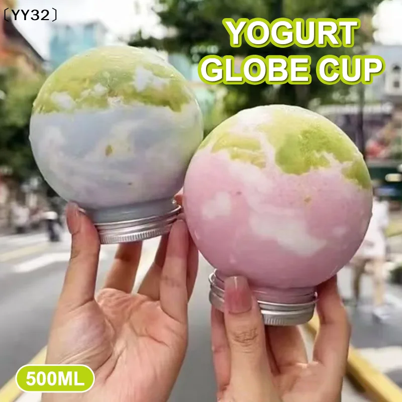 10Pcs 500ml Spherical Shape Big Water Bottles For Milk Tea Transparent Coffee Cup Juice Portable Packaging Container〔YY32〕
