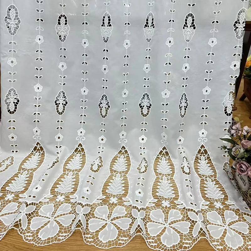 Latest high-end elegant hollow-out laser embroidered lace fabric with full embroidery for clothing fabric sewing materials