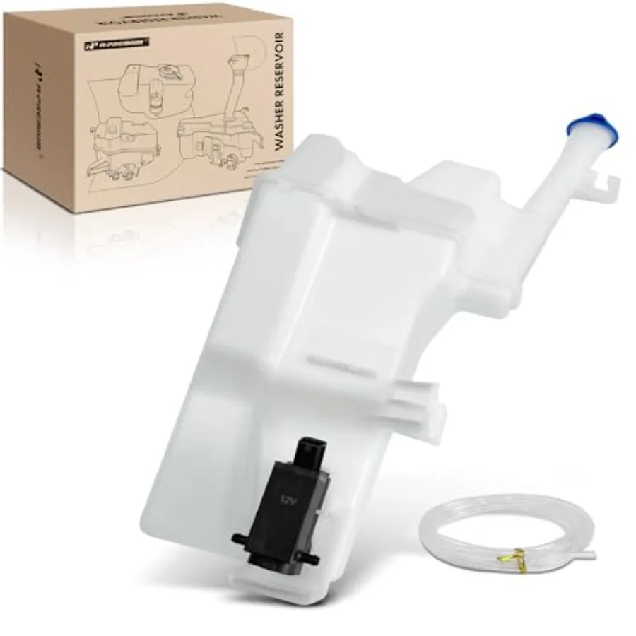 

Windshield Washer Reservoir Tank Assembly Compatible with Kia Rio 2012 2013 2014 2015 - with Washer Pump and Filler Neck and Ca