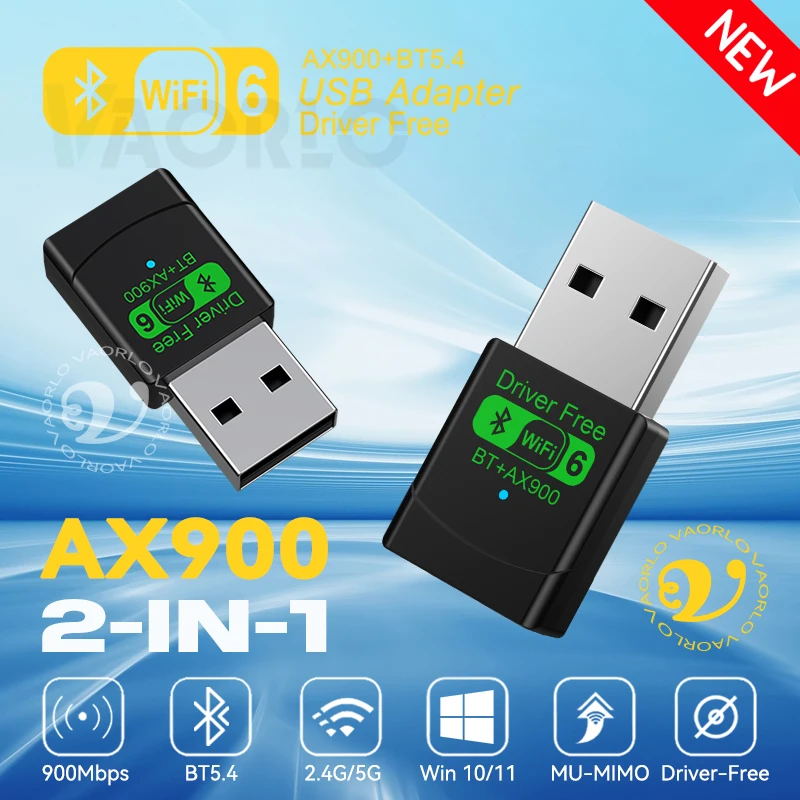 

2-в-1 WIFI6 AX900 USB WiFi Bluetooth 5.4 беспроводной адаптер двухдиапазонный 2.4G+5GHz 802.11AX 900Mbps WiFi 6 высокоскоростная сетевая карта приемник ключ для ПК ноутбука WIN 10/11 драйвер бесплатно