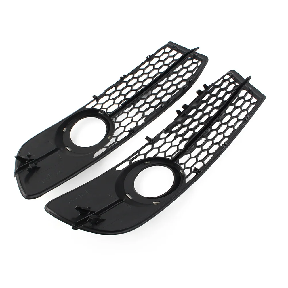 2Pcs Car Front Bumper Honeycomb Hex Mesh Fog Light Grille Cover For Audi A6 C6 S-line Facelifted Models 2008 2009 2010 2011