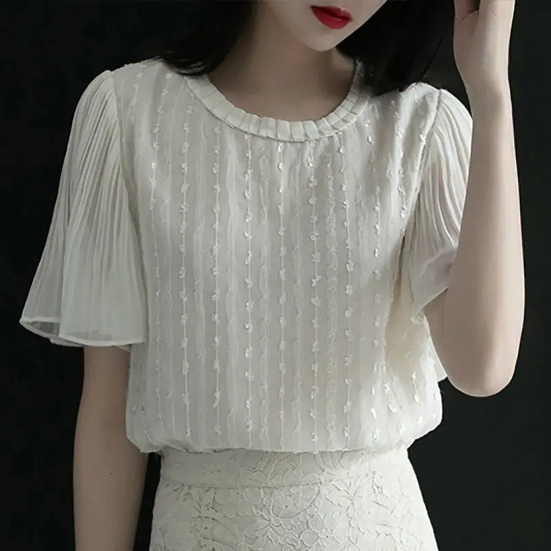 

Chiffon Shirt Women's 2022 Short Sleeve Loose Flying Sleeve Top Shirt Summer harajuku shirt streetwear women top