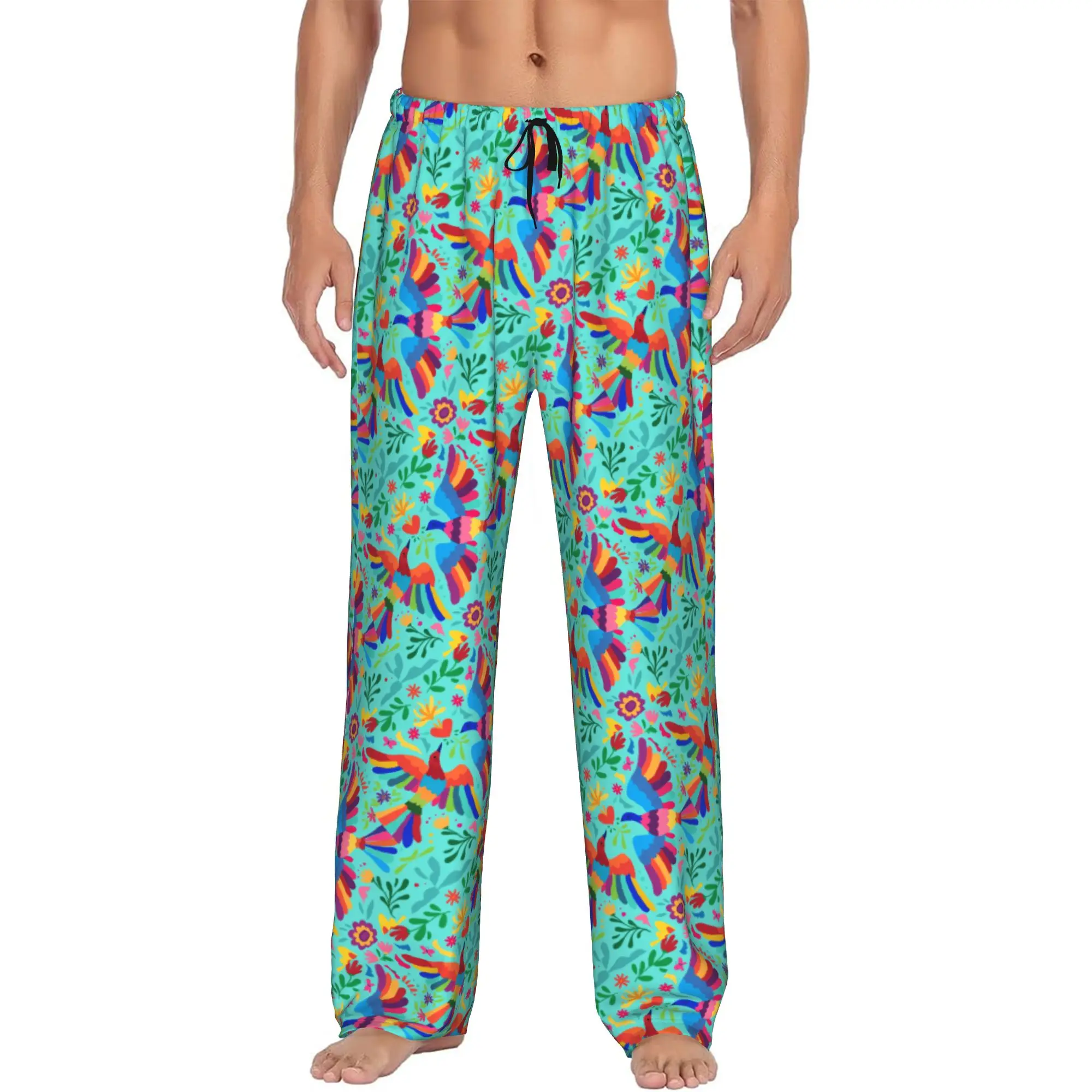 Best Art Mexican Embroidery Floral Carnaval Seamless Pajama Pants for Lounge Sleep Drawstring Sleepwear Bottoms with Pockets