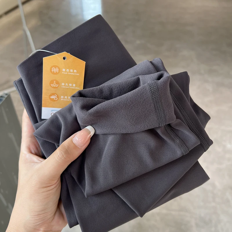 Modische Herbst-Winter-Damen-Fleece-Yogahose mit hoher Taille, Hüftlift, bequem, schmal geschnitten, für Laufen, Fitness, Freizeit und Radfahren. – Detail 12