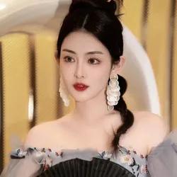 Exaggerated atmosphere shell round earrings long fringe travel seaside photo earrings bride wedding with makeup everything