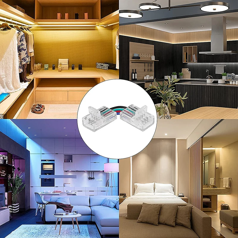 5pcs LED L Shape Connector 2pin 4pin 5pin 6Pin Corner Connector For 8mm 10mm 12mm Single RGB CCT RGBW Tape Lights