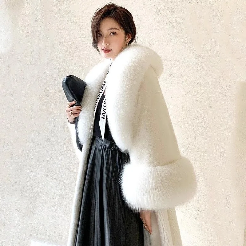 Velvet Mink Coat Women's Whole Winter Luxury Super Long Mink Fur CoatImported Velvet Mink Coat  New Luxurious Extra-long Jacket