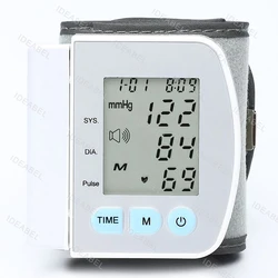 English Voice Broadcast Smart LCD Screen Wrist Blood Pressure Monitor Digital Automatic BP Tonometer Heart Rate Sphygmomanometer