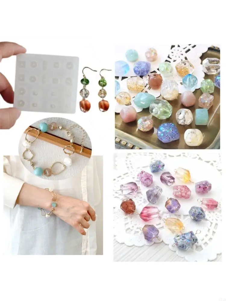 

Flexible Silicone Beads Mold Easy Releasing Mold Pendant Mold for Artistic Jewelry Creation Featuring Geometric Shapes