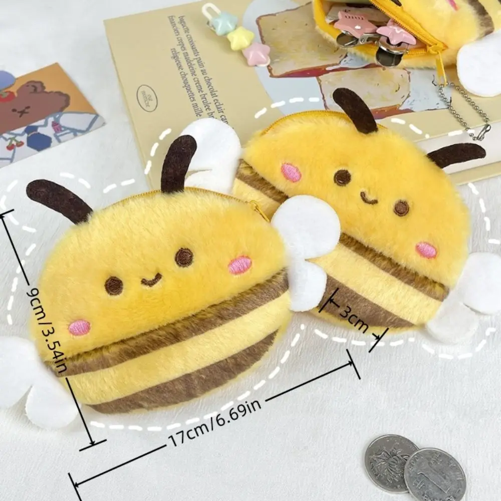 漫画かわいい蜂ぬいぐるみ小銭入れ動物人形ペンダントミニポータブル収納袋オフィス収納化粧バッグ