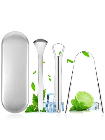 Premium 1pcs/3pcs Metal Tongue Scraper Cleaner for Adults & Kids, Portable Stainless Steel Tongue Scrapers Brushes for Removing