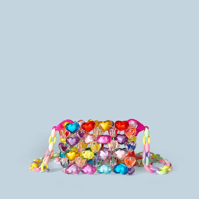 Nowa torebka Jelly Rainbow Love Bead Bag Ręcznie tkana torebka damska Dopamina Torebka krzyżowa w kształcie serca Mini