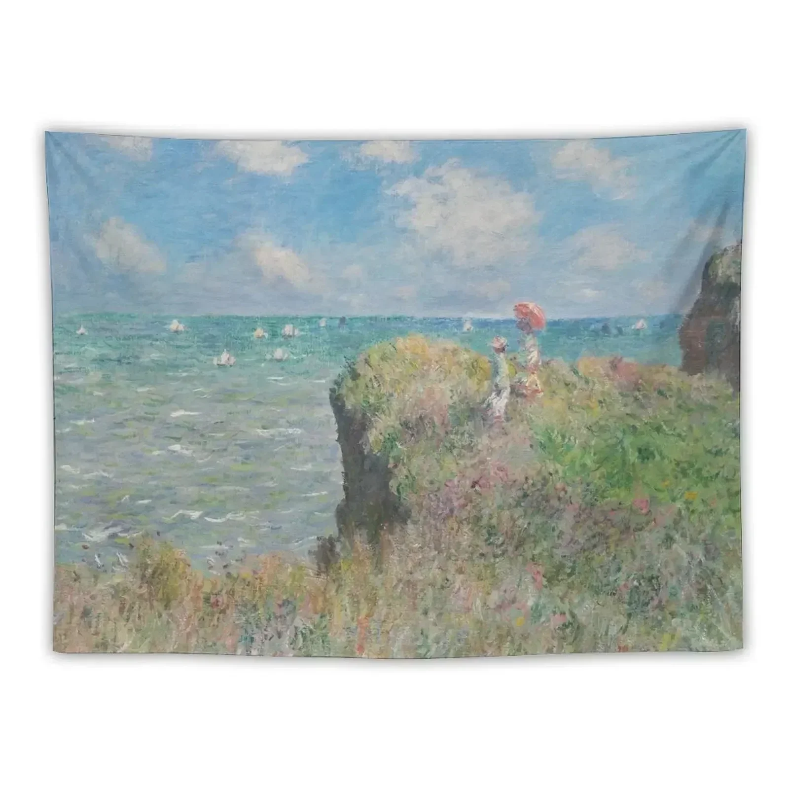 Claude Monet - Cliff Walk at Pourville Tapestry Wall Hanging Wall Korean Room Decor Tapestry