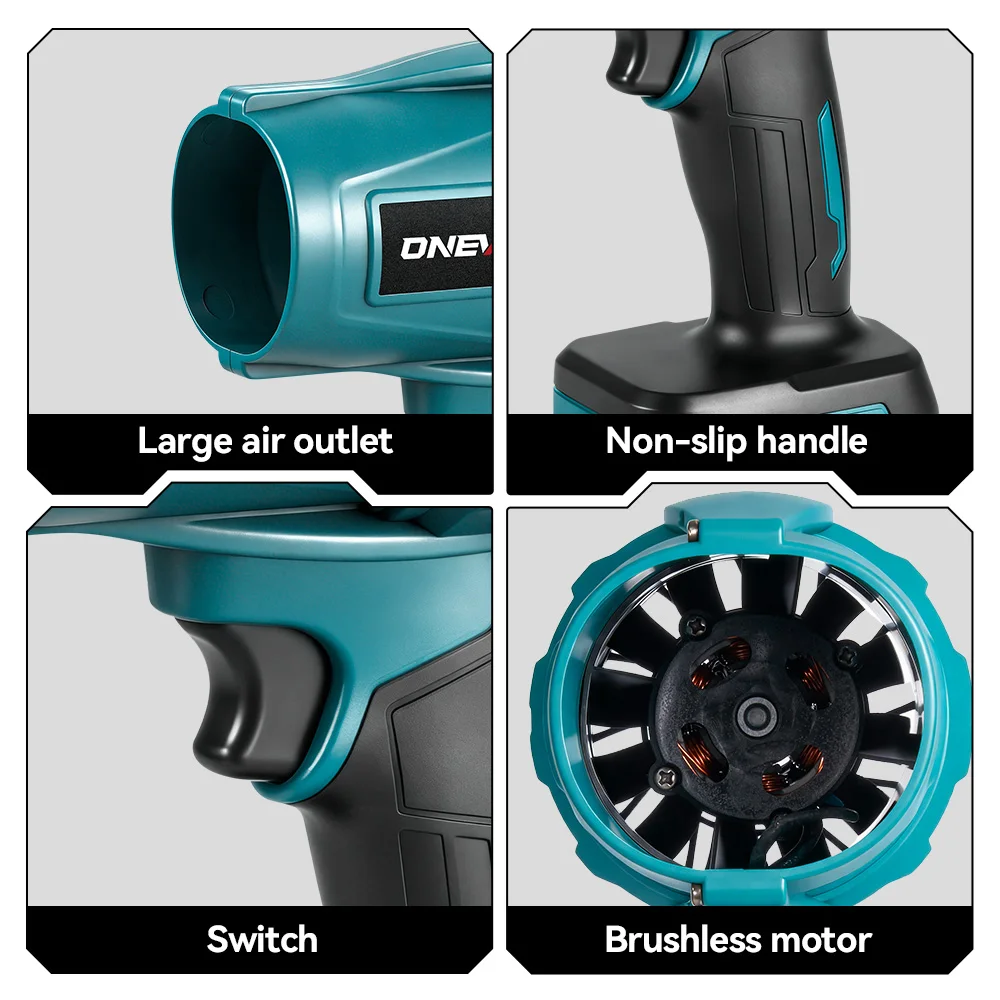 ONEVAN 350M/S 3500W Brushless Turbo Fan Blowers Electric Handheld Jet Fan Snow Leaf Dust Blowing Tool For Makita Battery Pin