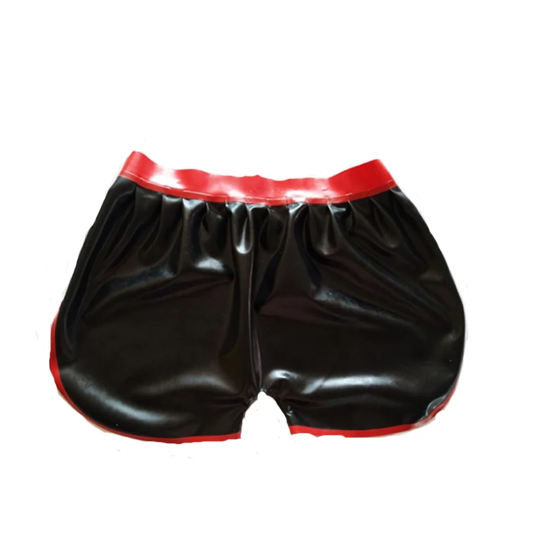 

Latex Unisex Black Boxer Shorts With Red Waist Underwear 0.4mm Size XXS-XXL