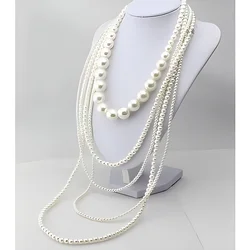 Vintage Pearl Multi-Layered Body Chain Necklace for Women Long Korean-Style Casual Sweater Chain Chic Jewelry New 2026