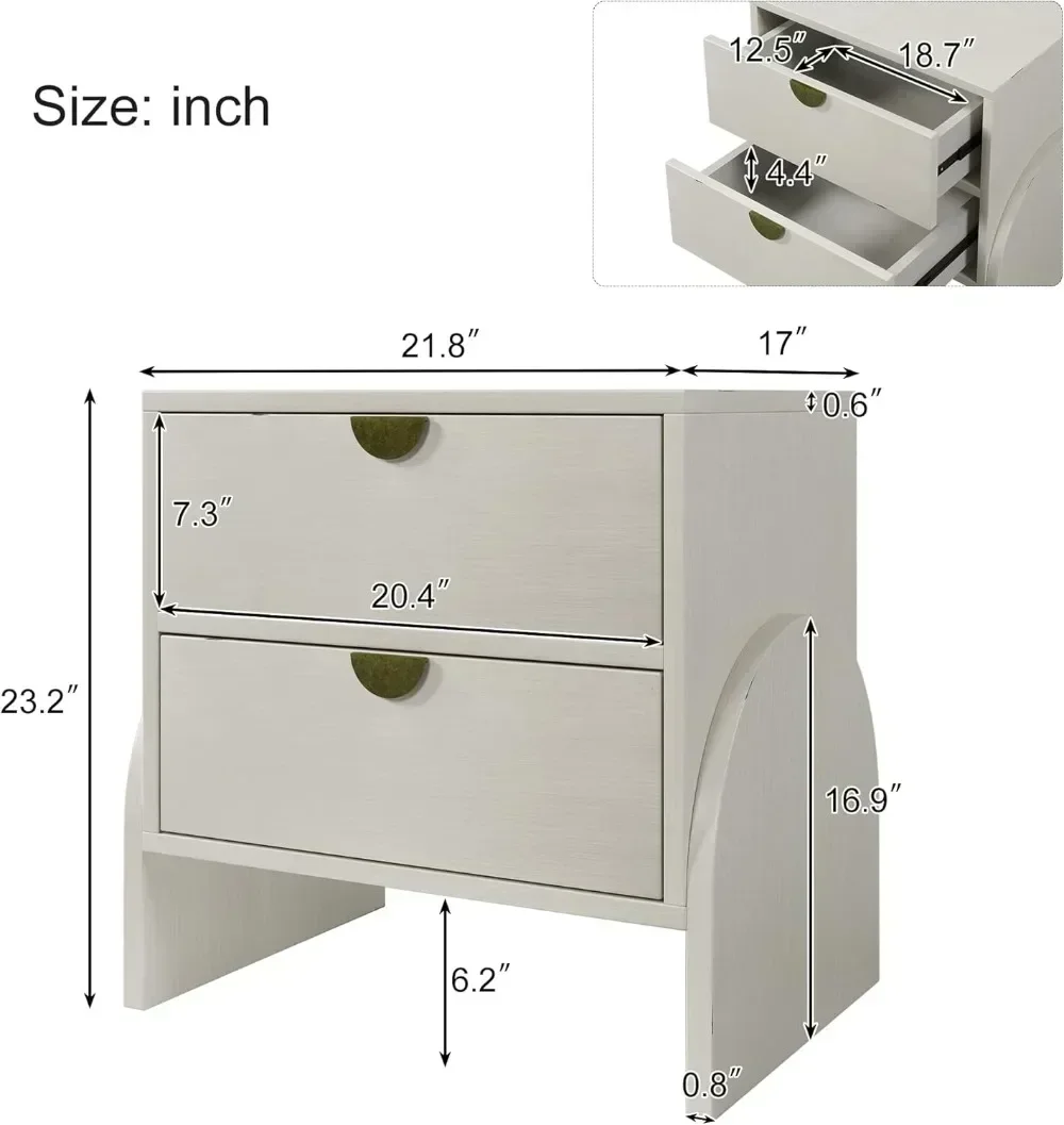 Nightstand Bedside Cupboard,Bedside Table with Two Storage Drawers for Living Room, Children's Room, Adult Room