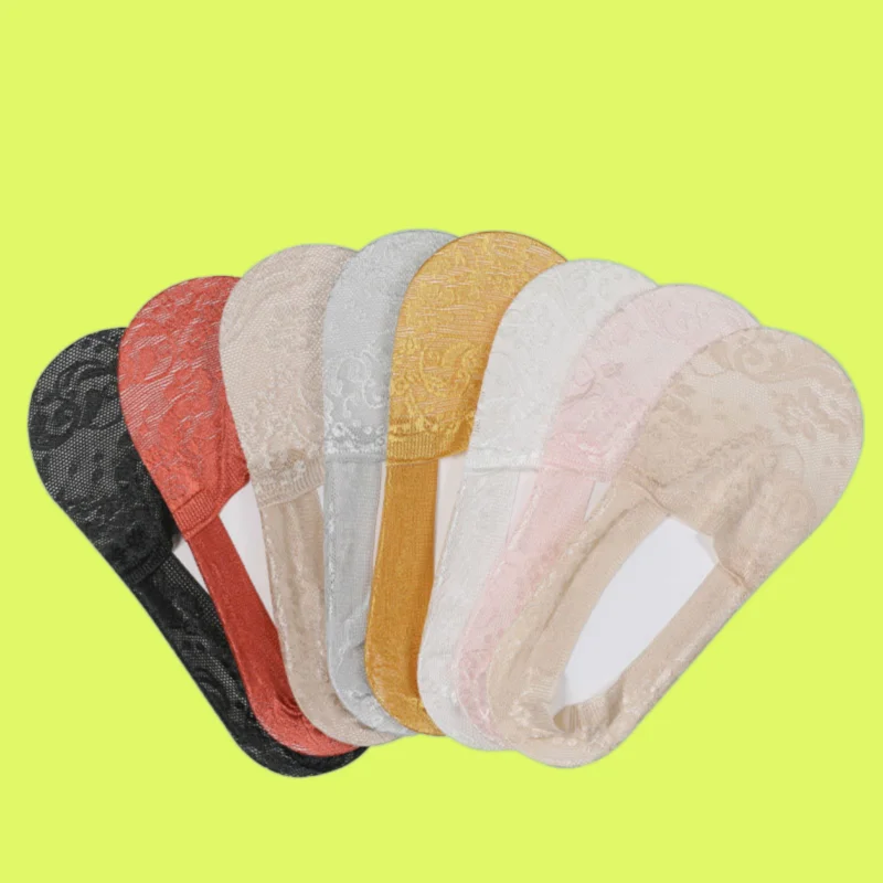 

2/5 Pairs 2024 New Summer Sweat-absorbent Invisible Boat Socks Thin Shallow Low-top Boat Socks Deep-mouth Jacquard Lace Socks