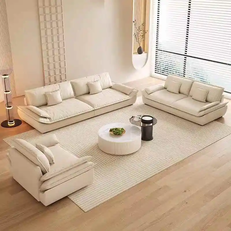 أرائك غرفة المعيشة المقطعية المستلقة باللون الأبيض المقاوم للماء أرائك غرفة فاخرة على الأرض أثاث Woonkamerbanken الحديث الرخيص #2