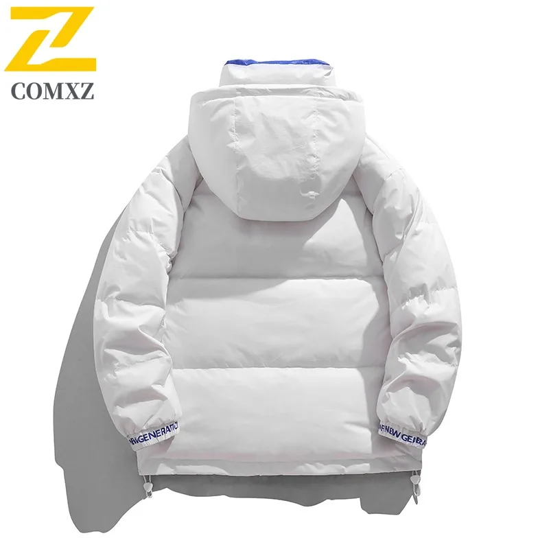 COMXZ Men Bread Jacket Thickened Fashion Street Ski High Quality Cold Resistant Camping Winter Jacket Loose Travel Padded Jacket