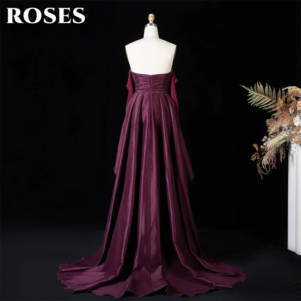 ROSES Burgundy and White Formal Gown Sweetheart Prom Dresses Beading On Chest Evening Dress Wrap Hips Modern Style Customized