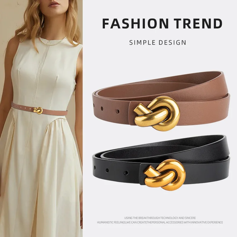 

Luxurious High-quality Alloy Irregularity Buckle Vintage Genuine Leather Women's Belt Decoration Versatile Jeans Women's Belt