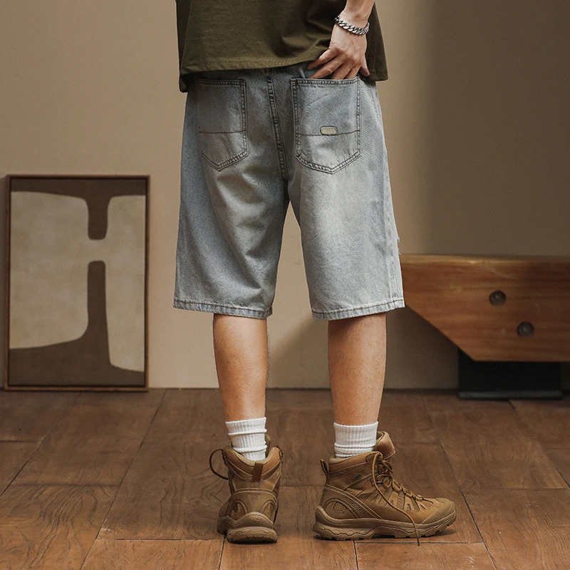 Japanese style loose straight shorts spring and summer casual jeans for men cargo short jeans streetwear pants for men
