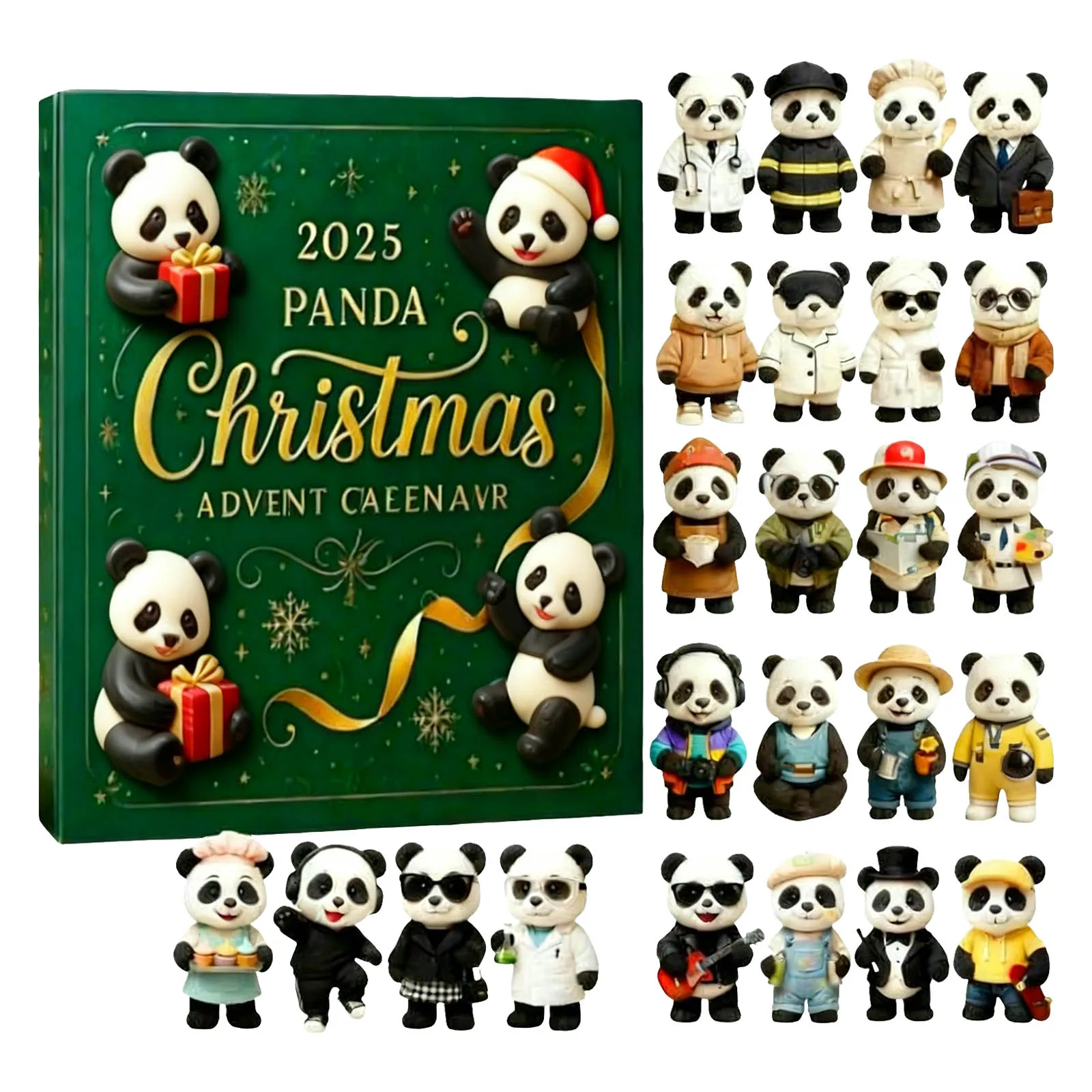 Remind O Timer Calendrier de l'Avent de Noël Panda mignon contient 24 pendentifs en acrylique adaptés à divers prêts de temps pour tout-petits
