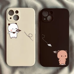 재미 있은 만화 Bubu Dudu 커플 전화 케이스 iPhone 11 14 13 Pro Max 15 16 12 Mini XR 7 8Plus 쌍 부드러운 액체 실리콘 커버