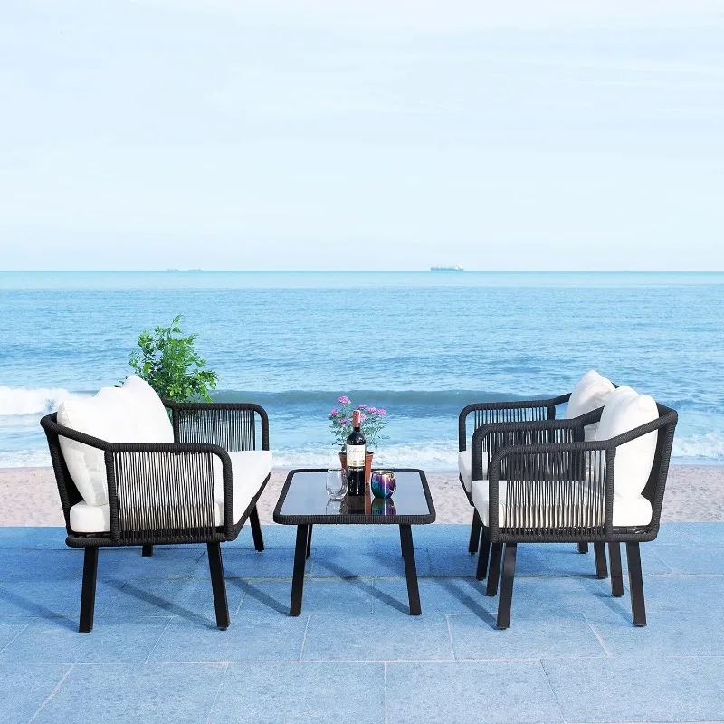 Outdoor Collectie Rieten Kussens Touw Patio Achtertuin Living Set