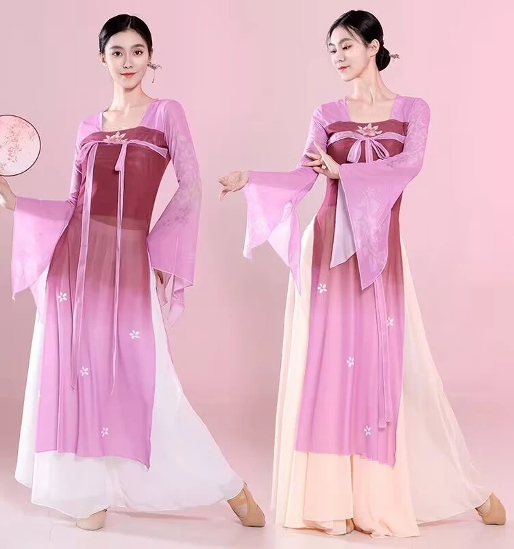 Classical Dance Clothes Women's Han Qi Chest Ribbon Elegant Long Chinese Classic Clothing