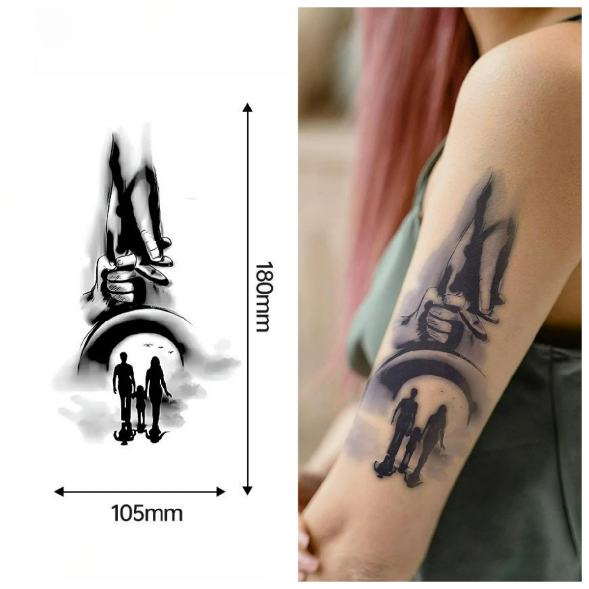 

Holding - Hands Silhouette Temporary Tattoo Stickers,Fake Tattoo Waterproof,Long-Lasting 15 Days,Arm Body Art,Semi-Permanent
