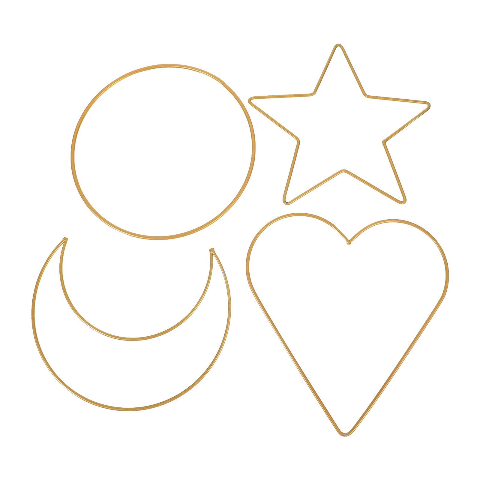 

4 Pcs Iron Dream Catcher Rings 20cm Gold Heart Star Moon DIY Supplies Craft naments Christmas Decorations Reusable